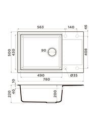 Мойка Omoikiri SAKAIME 78-LB-BL (780х500х220) врезная, тетогранит, черная 4993900