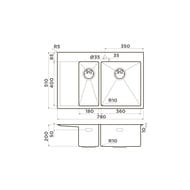 Мойка Omoikiri AKISAME 78-2-IN-R (780х510х200) большая чаша справа, нержавеющая сталь 4973063