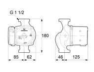 ����� �������������� GRUNDFOS UPS 25-80 180, 1�230�, 1 1/2", ��� ����, 95906440