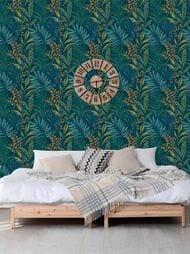Обои виниловые на флизелине Grandeco Maison MN 3112 (0,53х10,05) листья, синие (рул.)