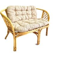Диван Багама (1200х650х750) 2-х местный, подушки светлые шенил, ротанг, мёд 01/17-C