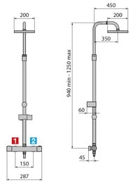������� ������� Novellini Easy 2 287�1250 ��, ���������, ������� � ������ ���, ������ EASY2T-H