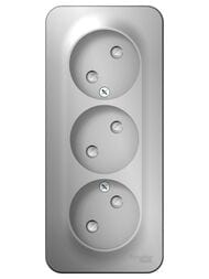 Розетка Systeme Electric BLANCA 3-я без заземл. без шторок с изол.пласт. 16А 250В алюм. BLNRA000313