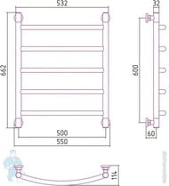 Уценка! СУНЕРЖА Галант+ Полотенцесушитель 600х500 универс. подкл. 3/4" цвет: состаренная бронза