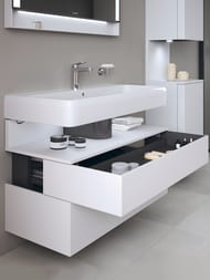 Тумба под раковину Duravit Qatego 990х470мм подвесная, 2 ящ., подсветка, белый мат. QA4395018180010