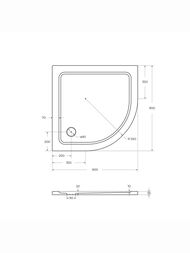 Душевой поддон из стеклокомпозита CEZARES (900х900х35) полукруглый TRAY-M-R-90-550-35-W белый