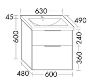 Тумба с раковиной Burgbad Eqio 630х490х645 подвесная, 2 ящика, белый SEYQ063F2009C001