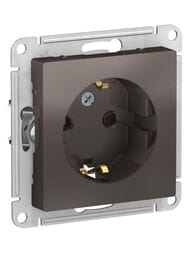 Розетка Systeme Electric ATLASDESIGN с заземлением со шторками 16А механизм мокко ATN000645