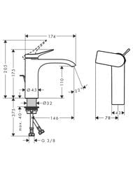 Смеситель Hansgrohe Vivenis 75023000 для раковины, однозахватный, со сливным гарнитуром, хром — изображение 2