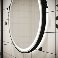 Зеркало SANCOS Dames (D650) подсветка,сенсор выключатель,пласт короб, корпус из черной кожи  DA650