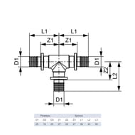 Тройник TECEflex 25х16х25 90° бронза,  710606