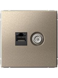 Розетка Systeme Electric ARTGALLERY двойная ТВ+компьютерная RJ45, кат. 5Е, шампань, GAL000589