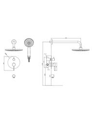 Душевая система VODA скрытого монтажа, арт. Vessel Black Set_3in1 (VSET3in1VSLB)