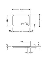 ������ ��������� Duravit D-Code 1000�700 � �������������� ��������� 720093000000001