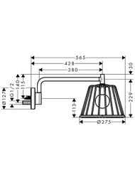 Верхний душ Axor LampShower Nendo 26031000 275мм настенный, 1jet, поворотный с держателем