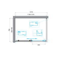 Душевой уголок BelBagno Uno (1200х800х1950) UNO-195-AH-1-120/80-C-NERO стекло прозр./проф. черн. мат