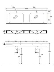 �������� Kerasan Cento 353601*1 1400�450��, ���������, 2 ��������� ��� ���������, �����