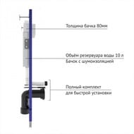 BERGES комплект инсталляция NOVUM, клавиша D5 черный матовый, унитаз Floe, сиденье Slim SO 043275