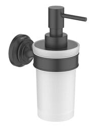 Дозатор для жидкого мыла Aquatek Классик AQ4505MB подвесной, стекло матовое, латунь, черный матовый