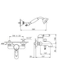 Смеситель для ванны Nicolazzi Cinquanta 3401BZ75 с душевым гарнитуром, ручка El Capitan, бронза