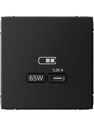 Розетка Systeme Electric ARTGALLERY USB A + тип-C 45Вт, высокоскор.заряд. QC, PD, карбон, GAL001029