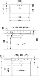 ���������� DURAVIT VERO 1000�470�175 ��������� ��� ���������, ������� 0454100000