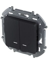 Выключатель LEGRAND INSPIRIA  2-клавишный с подсветкой 10 AX 250 В антрацит 673633