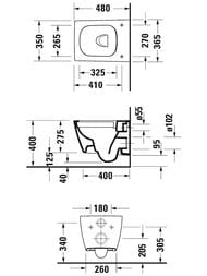 Унитаз подвесной Duravit Viu 370х480 безободковый, антибактериальное покрытие 2573092000