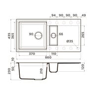 Мойка Omoikiri SAKAIME 86-2-PL (860х435х224) врезная, две чаши, тетогранит, цвет-платина 4993203