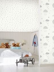 Обои виниловые на флизелине Grandeco Jack 'n Rose 2024 JS 2211 (0,53х10,05) облака, белые (рул.)