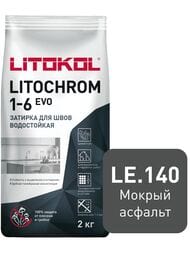 Затирка цементная LITOKOL LITOCHROM 1-6 EVO с противогрибков.свойствами, LE.140 мокрый асфальт, меш.2 кг