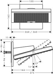 ������� ��� Hansgrohe Pulsify E 2jet 260 ��, � ��������� ����������, ����� ������� 24350700