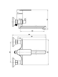 Смеситель VODA NEVA Gun Metal д/ван.,c изл.350 мм, c акс., арт. NV31GM (NV31AGM)