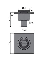 ������� ���� Alcaplast APV4 (150x150/50) ������ ��������, ������ �����������, ������� ����� �������