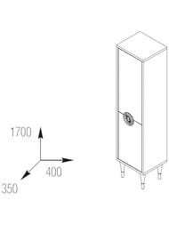 Пенал Caprigo Милано напольный 400х1700х350 правый, 2 двери nero lucido 14352R-020
