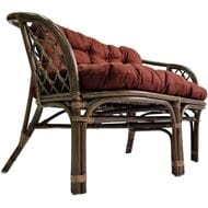 Диван Багама (1200х650х750) 2-х местный, подушки коричневые, обычные твил, ротанг, тёмно-коричневый