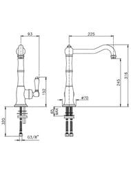 Смеситель для кухни Nicolazzi Cinquanta 3450GO75C однозахватный, золото