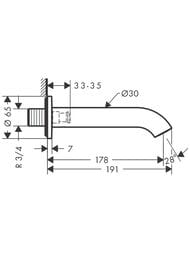 ����� Axor Uno 38411670 ��������� ��� �����, ����� 178 ��, ������� ������