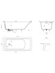 Ванна встраиваемая Salini Orlanda Kit S-Sense (1700х700х600) иск.камень, черный глянцевый 102111GF