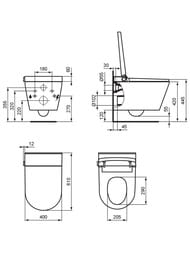 Унитаз подвесной Ideal Standard i life E 412х610х425 с крышкой-биде, белый K875501