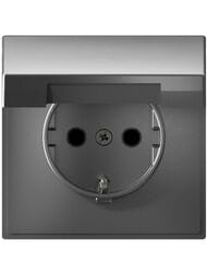 Розетка Systeme Electric ARTGALLERY с заземлением, шторка, крышка, 16А, IP20, сталь GAL000946
