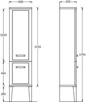Пенал KERAMA MARAZZI POMPEI подвесной/напольный, 430х320х1510, белый глянцевый PO.N.150\WHT