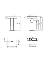 Умывальник Ideal Standard CONCA (500х450) шлиф , без отверстия под смеситель, без перелива T381701