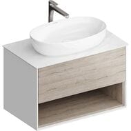 Тумба под раковину KERAMA MARAZZI PLAZA Modern подвесная с ящиком и полкой, 780х466х500, дуб орегон PLB.M.80.1\OAK.O