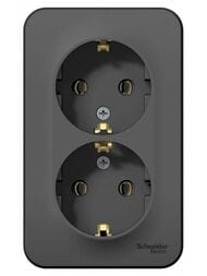 Розетка Systeme Electric BLANCA наружная двойная с заземл. изол.пл., 16А, 250В, антрацит BLNRA010216