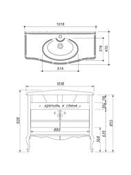 Тумба под раковину Caprigo Бурже 100 nero lucido 1018х928х470 2 двери 11026-020