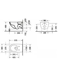 Унитаз подвесной DURAVIT ARCHITEC 360х575х310 безободковый, с сиденьем с микролифтом 45720900A1