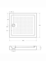 Душевой акриловый поддон CEZARES (1000х900х150) прямоугольный TRAY-A-AH-100/90-15-W