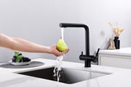 Смеситель для кухни с выдвижной лейкой и подключением фильтра для питьевой воды , FRAP черный, F43899-36