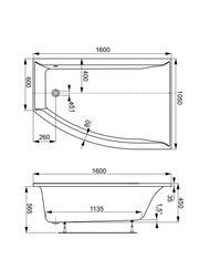 ����� ��������� VAGNERPLAST VERONELA OFFSET 160 R (1600�1050�450) �������, ������ VPBA160VEA3PX-04
